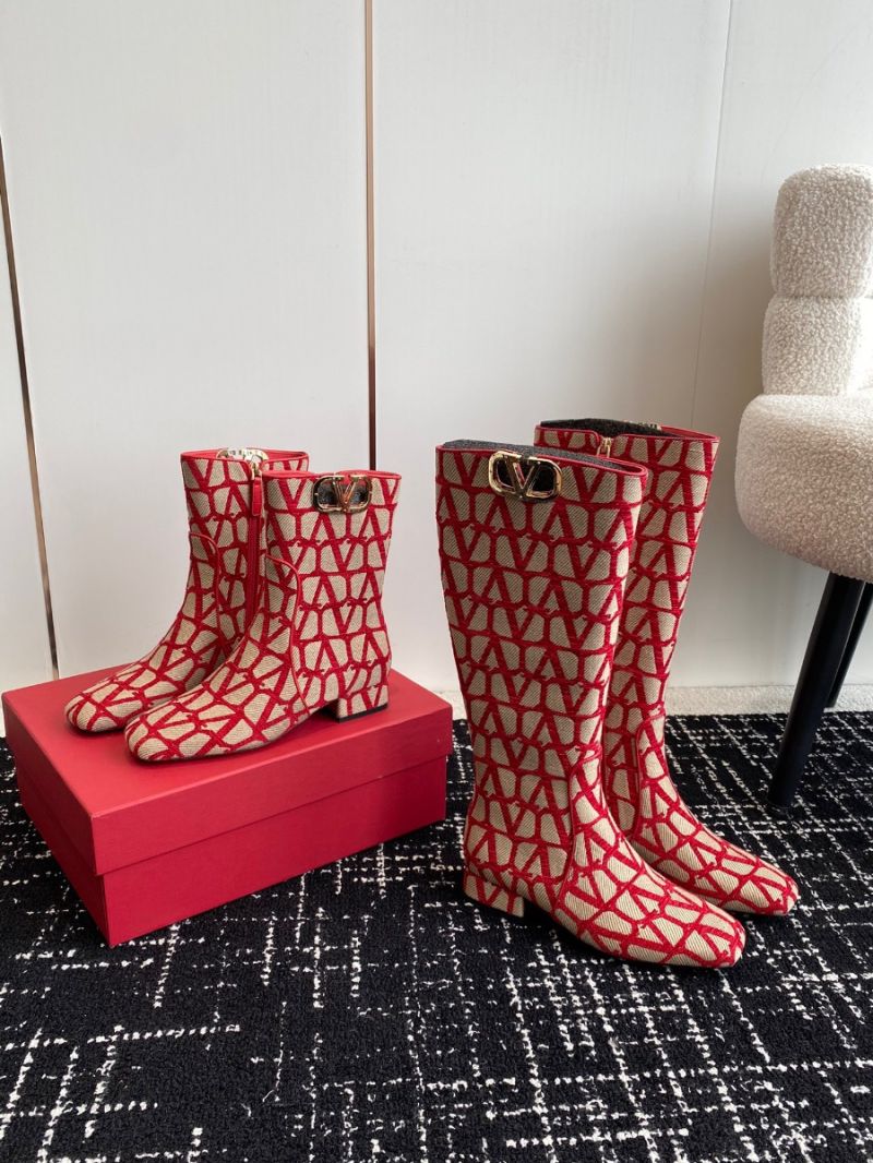 Valentino VLogo Type Boot In Toile Iconographe 30mm 2W2S0FT Red