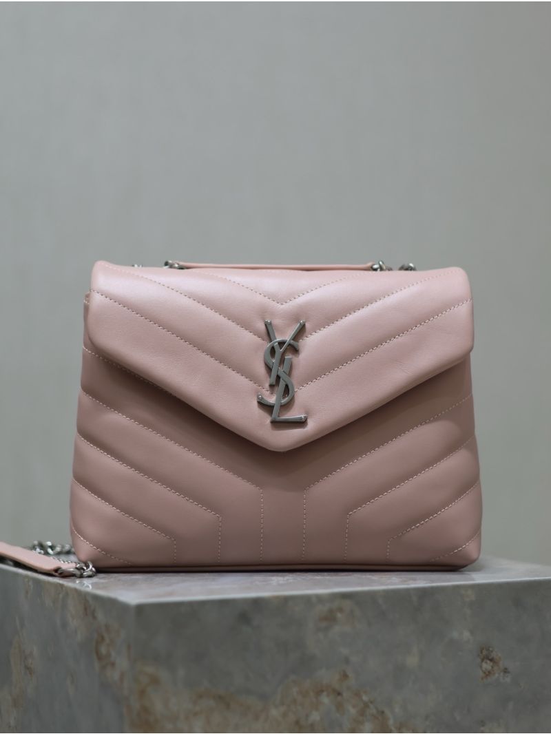 Yves Saint Laurent YSL Loulou Small In Matelassé “Y” Leather 494699 Light Pink