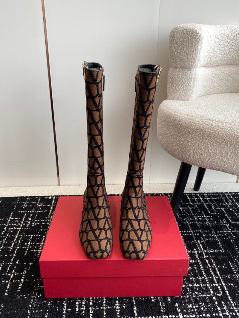 Valentino VLogo Type Boot In Toile Iconographe 30mm 2W2S0FT Brown