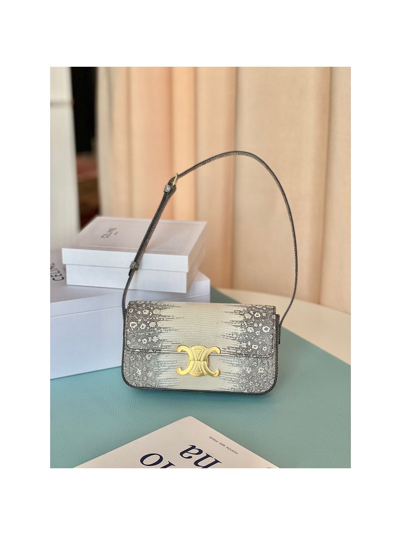 Celine Triomphe Shoulder Bag In Lizard Leather 194143 Natural Color