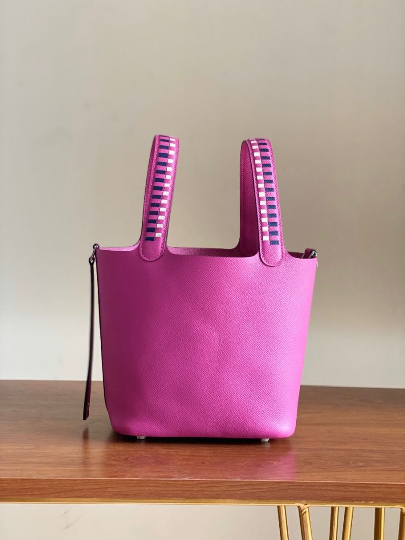 Hermes Epsom Tressage De Cuir Picotin Lock Bag Rose Pourpre