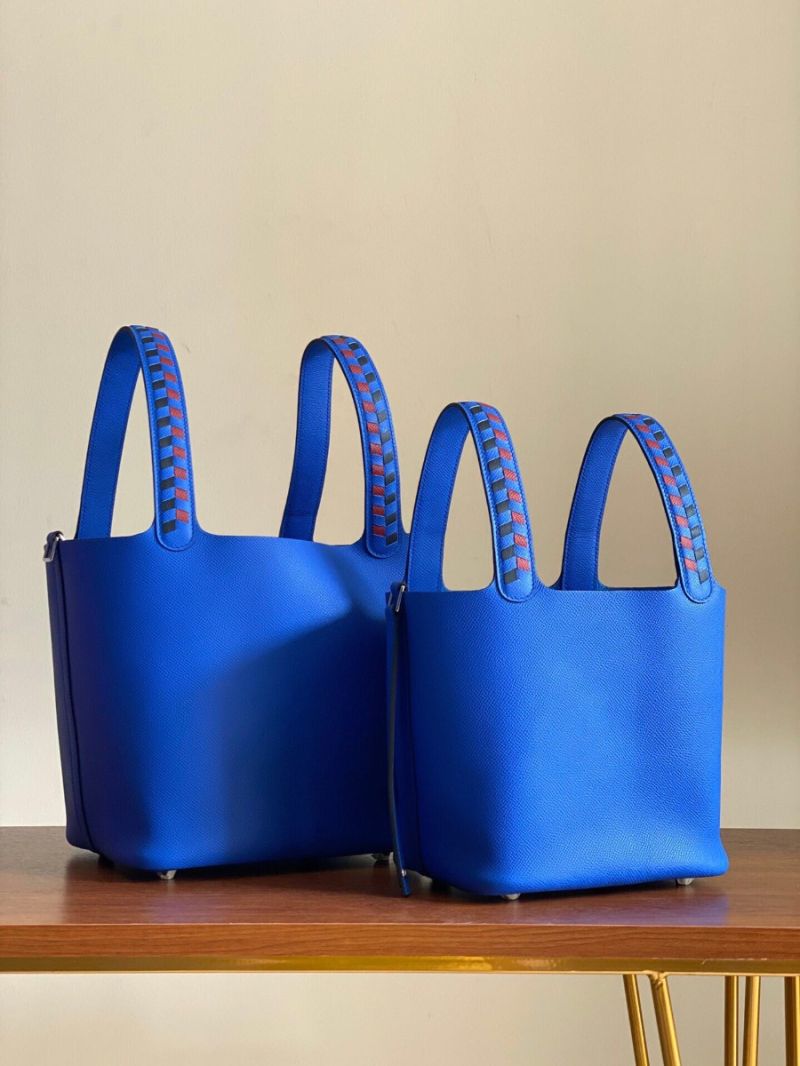 Hermes Epsom Tressage De Cuir Picotin Lock Bag Cobalt Blue