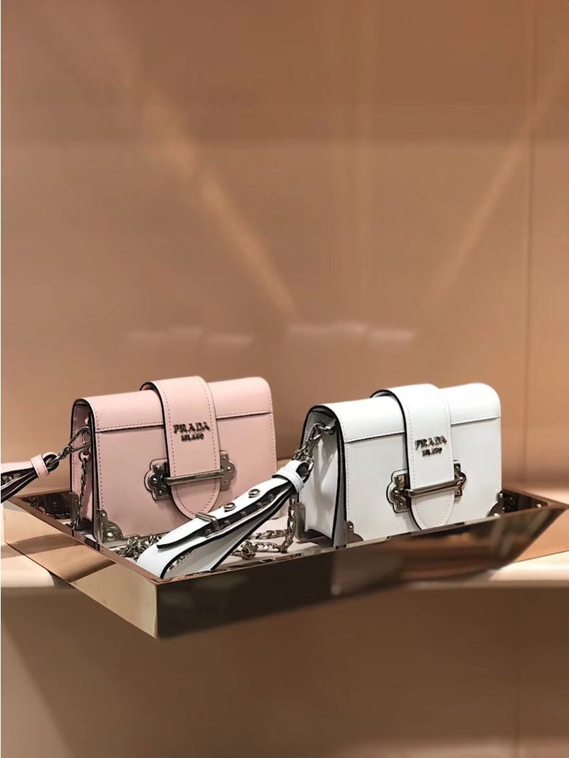 Prada Cahier leather clutch bag 1bh018 White