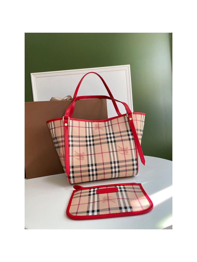 Burberry The Small Canter In Haymarket Check 2 in 1 Red