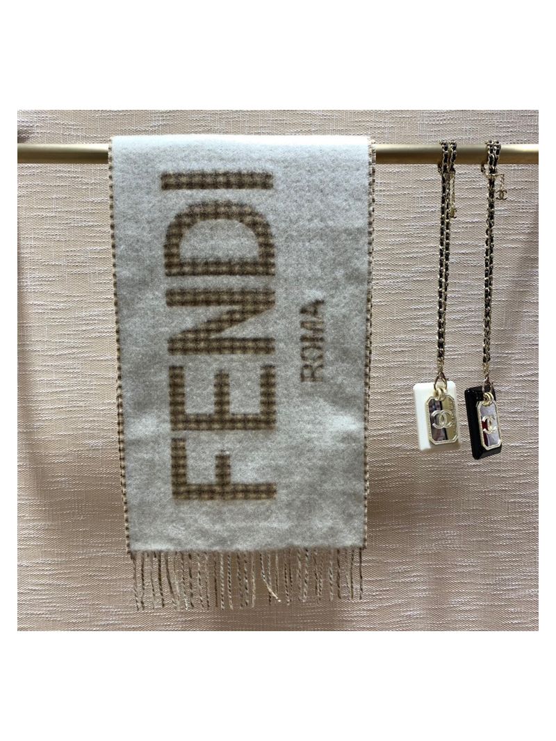 Fendi Scarf Cream Wool and Cashmere Scarf FXT334A