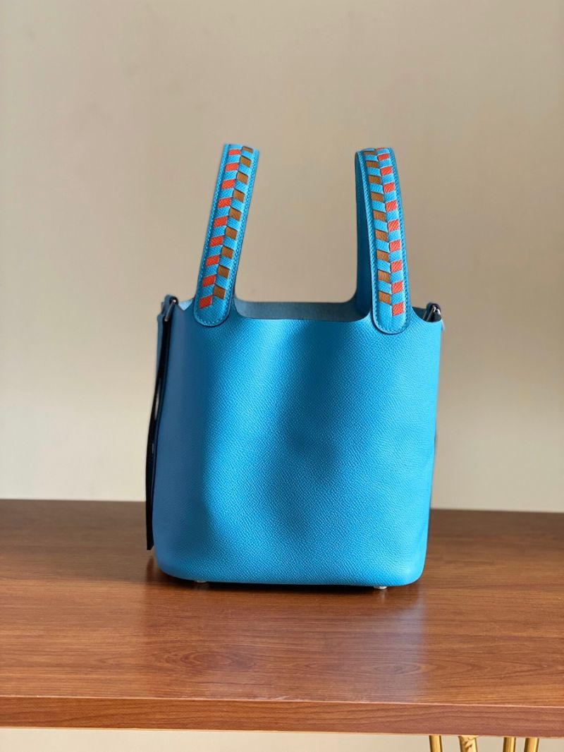 Hermes Epsom Tressage De Cuir Picotin Lock Bag Macaron