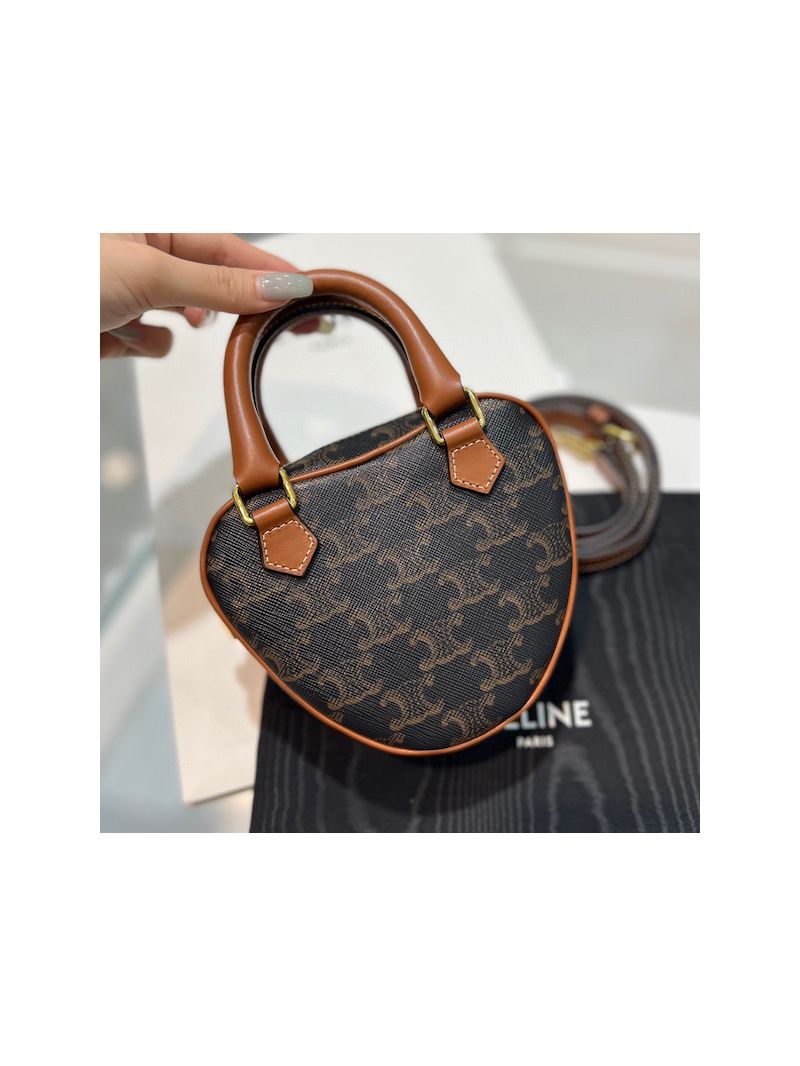 Celine Limited Edition Medium Celine Heart In Triomphe Canvas And Calfskin Tan 198222