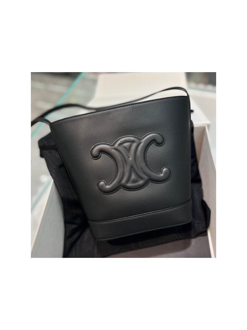 Celine Small Bucket Cuir Triomphe In Smooth Calfskin 198243 Black