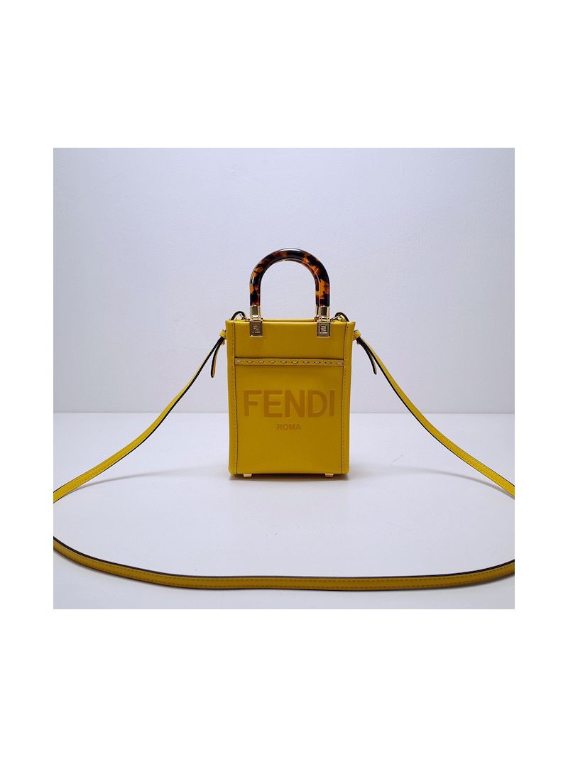 Fendi Mini Sunshine Shopper Yellow leather mini bag 8BS051