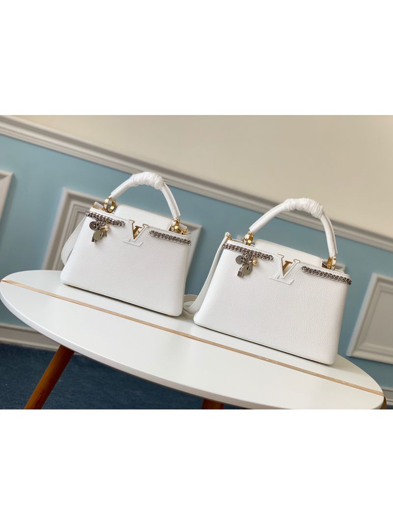 Louis Vuitton LV Capucines PM/ MM with Charms M52963 White