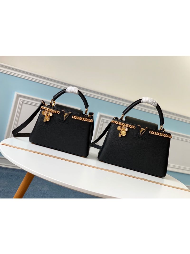 Louis Vuitton LV Capucines PM/ MM with Charms M52963 Black