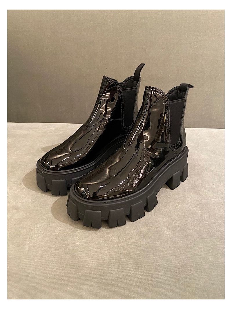 Prada Monolith Patent Leather Booties 1T725L