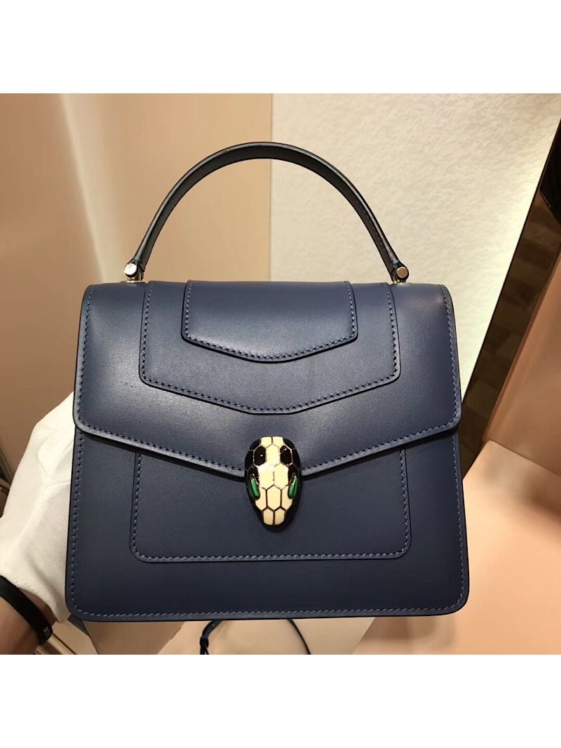 Bvlgari Serpenti Forever Flap Cover Bag with Handle 284537 Ash Blue