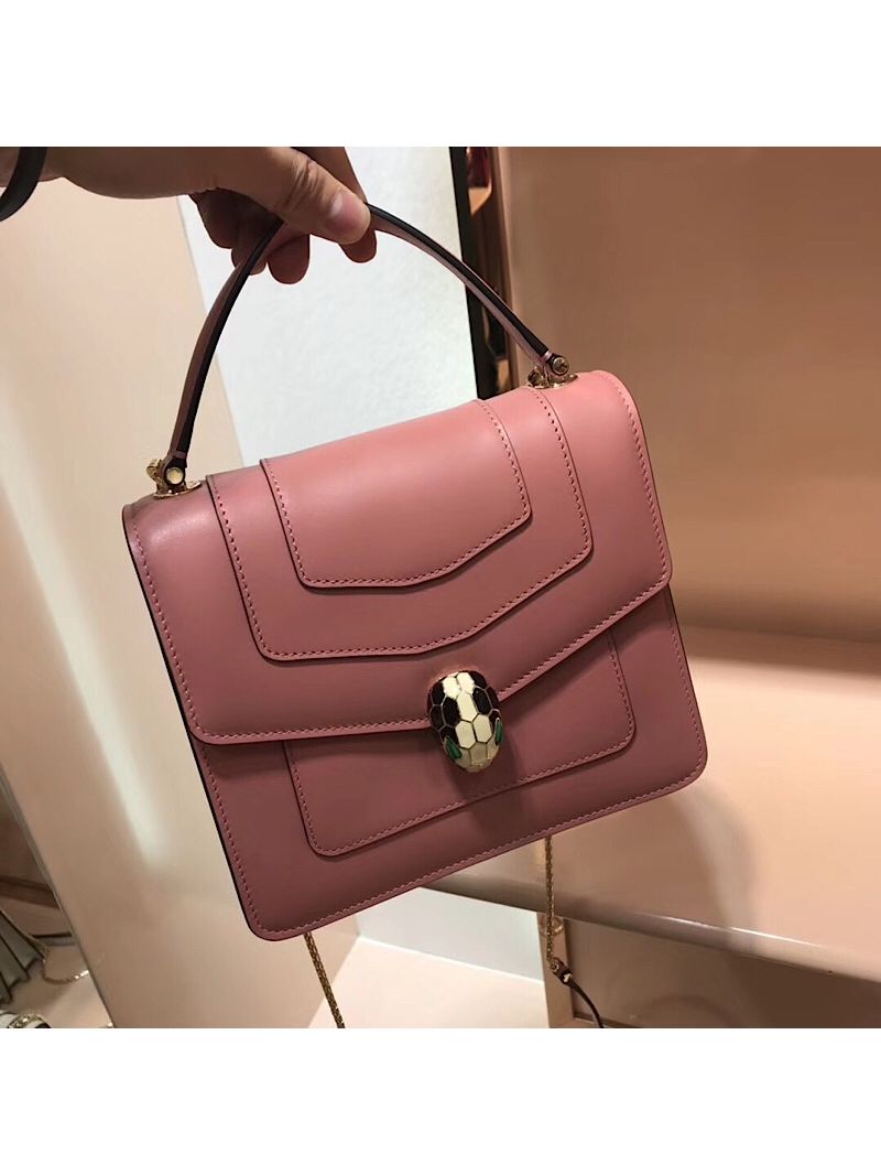 Bvlgari Serpenti Forever Flap Cover Bag with Handle 284537 Pink