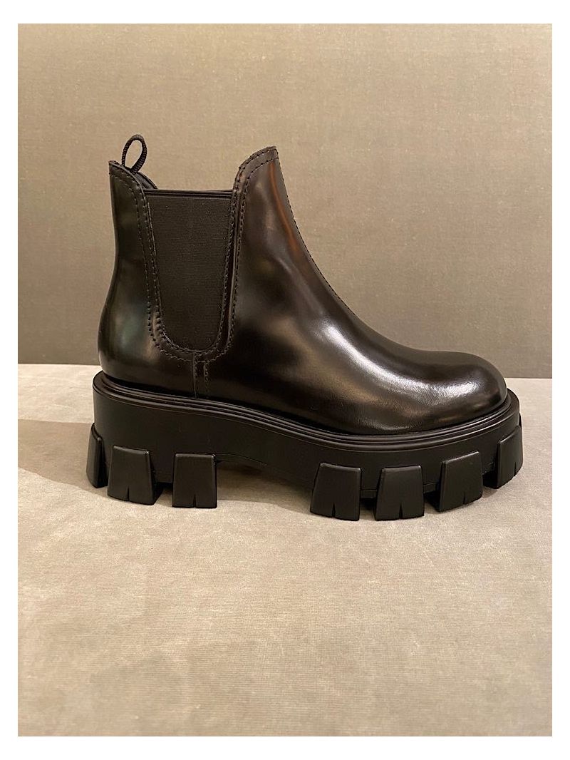 Prada Monolith Brushed Leather Booties 1T725L