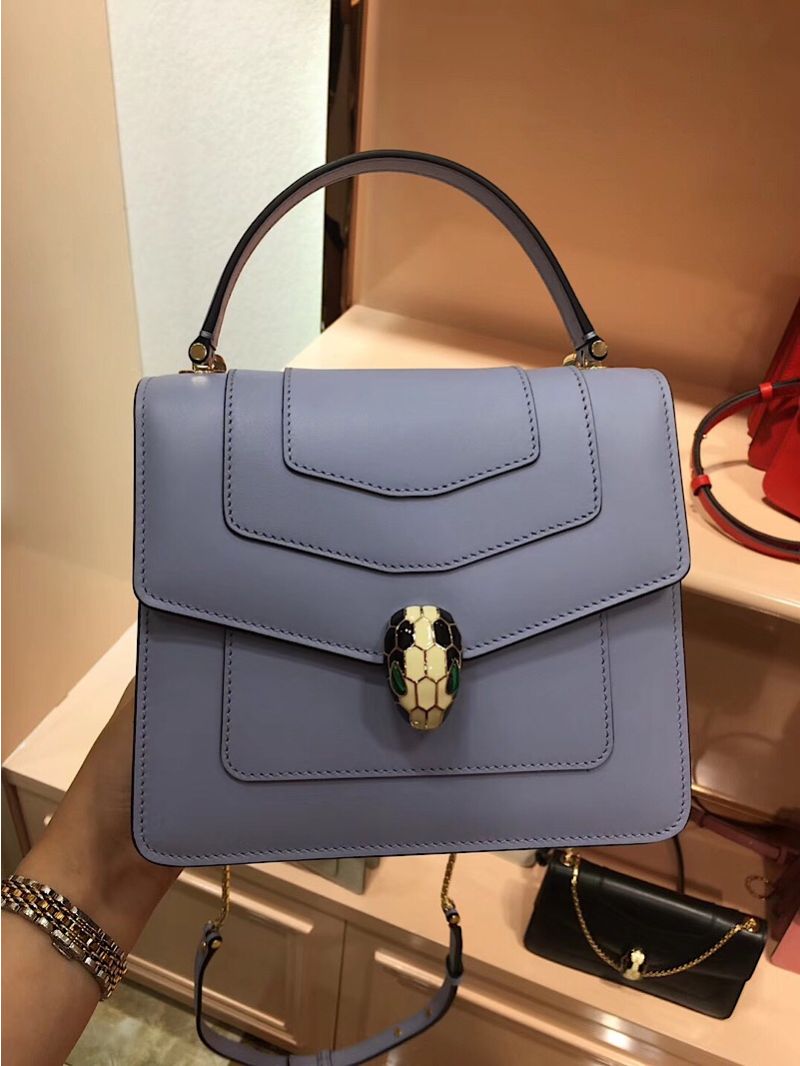 Bvlgari Serpenti Forever Flap Cover Bag with Handle 284537 Baby Blue