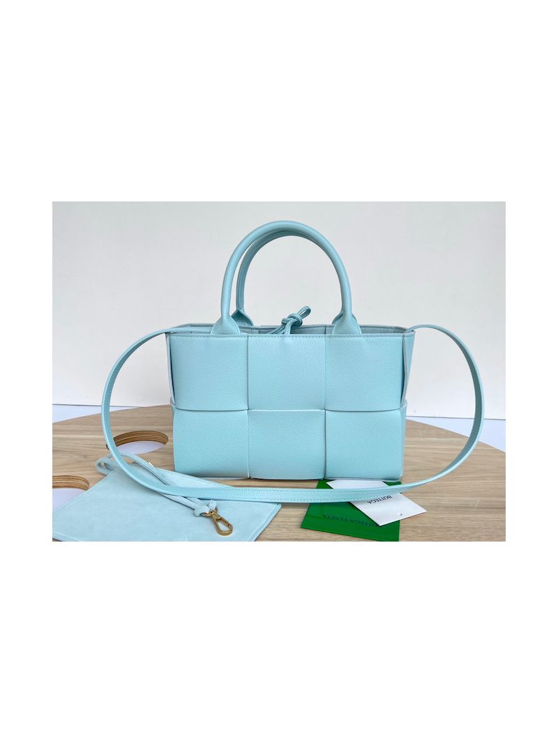 Bottega Veneta BV Mini Arco Tote Bag Mini Intreccio Grained Leather 709337 Pale blue