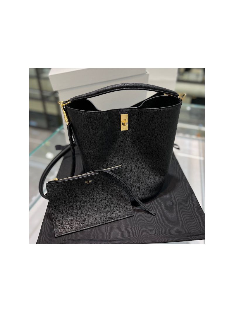 Celine Bucket 16 In Supple Grained Calfskin 195573 Black