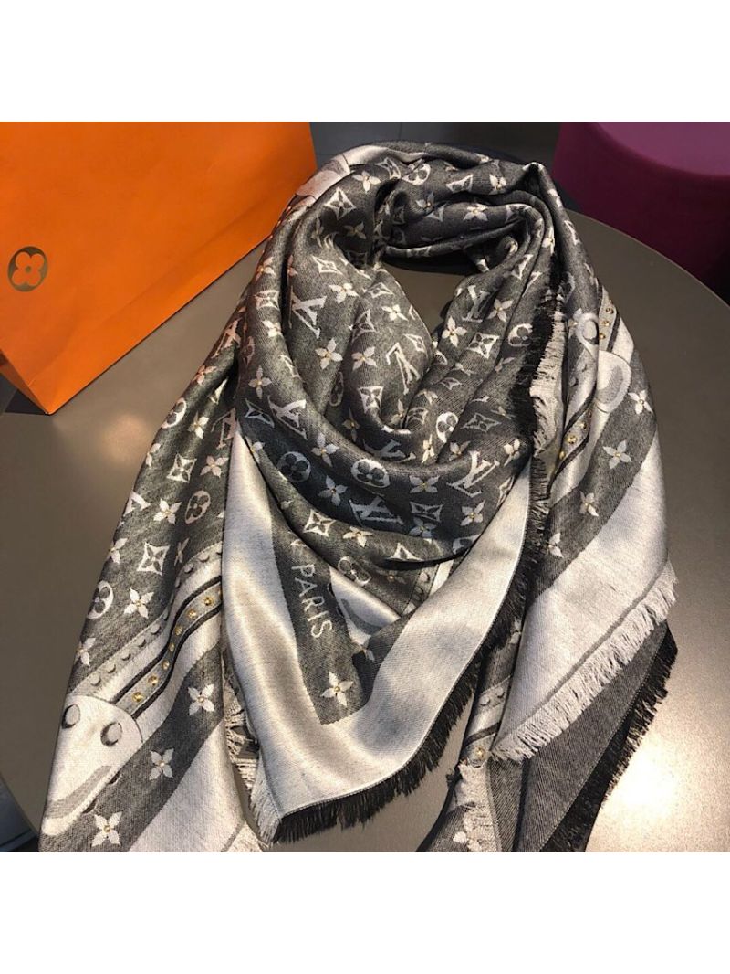 Louis Vuitton LV Studdy Denim Monogram Shawl M73699 Black