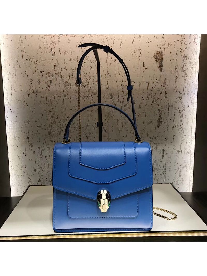Bvlgari Serpenti Forever Flap Cover Bag with Handle 284537 Royal Blue