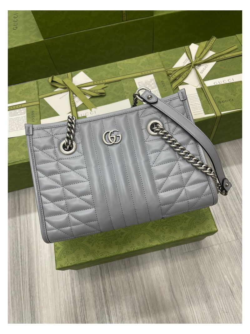 Gucci Aria GG Marmont Small Tote Bag 681483 Grey
