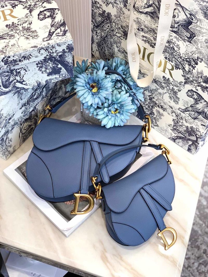 Dior Saddle Bag in Grained Calfskin in Denim Blue