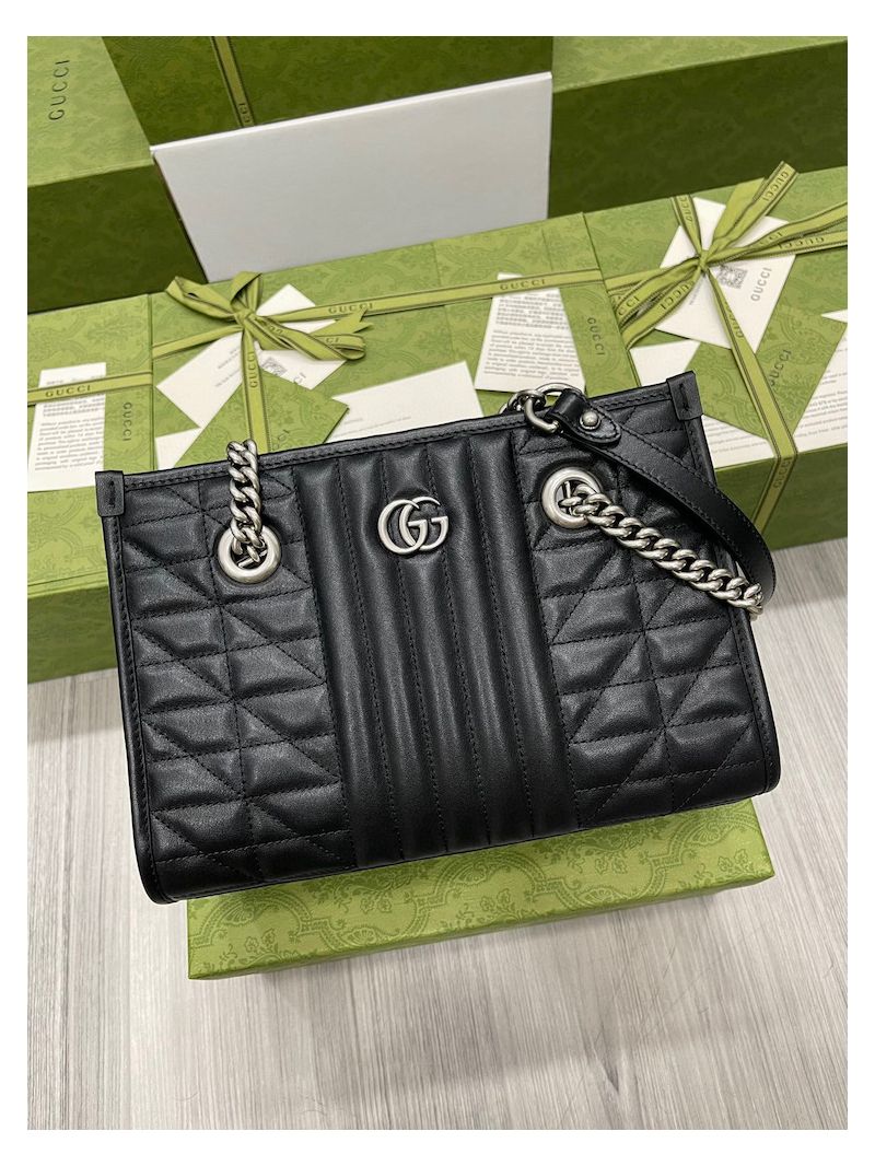 Gucci Aria GG Marmont Small Tote Bag 681483 Black