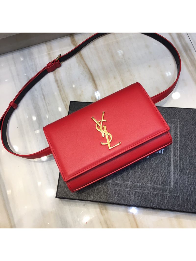 Saint Laurent YSL Kate Belt Bag In Smooth Leather 534395 Red 