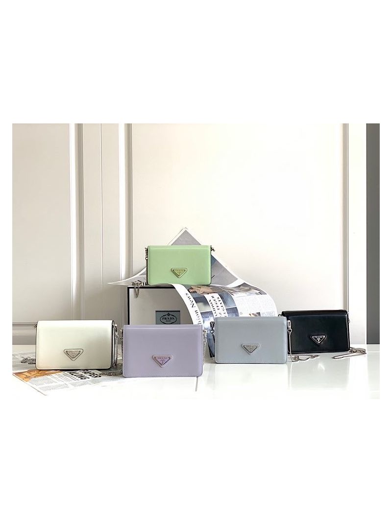 Prada Brushed Leather Shoulder Bag 1BD307 Black