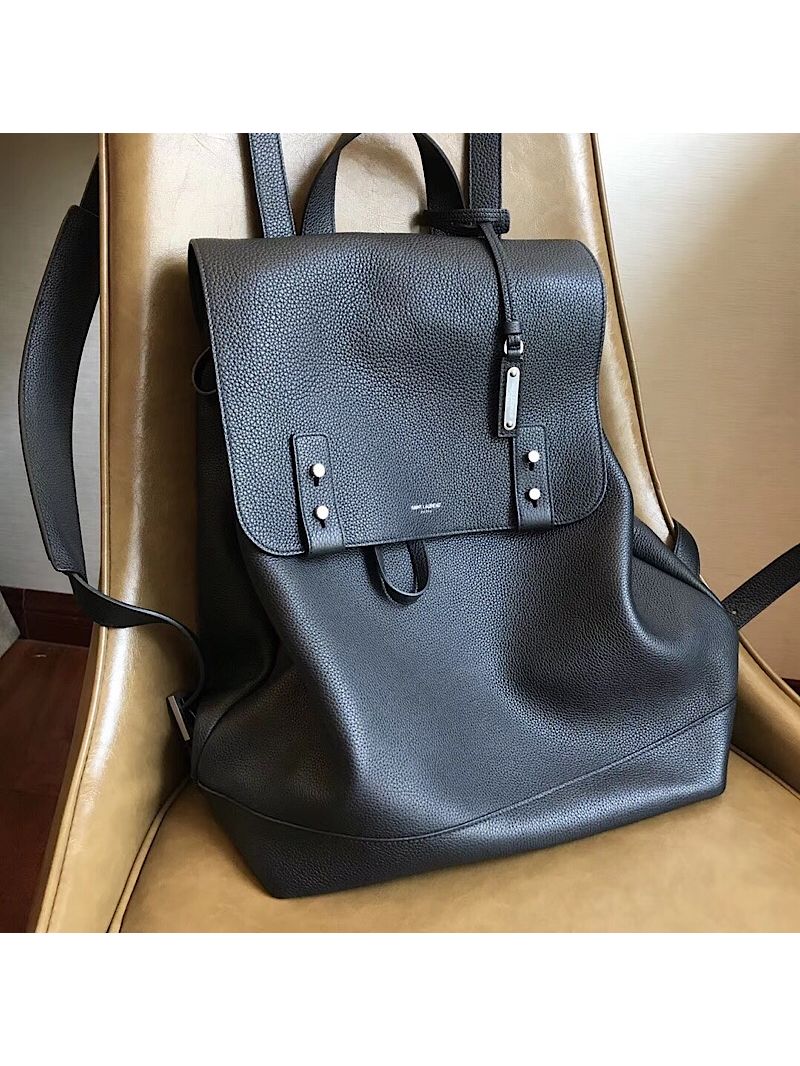 YSL Saint Laurent Sac De Jour Backpack in Black Grained Leather 480585