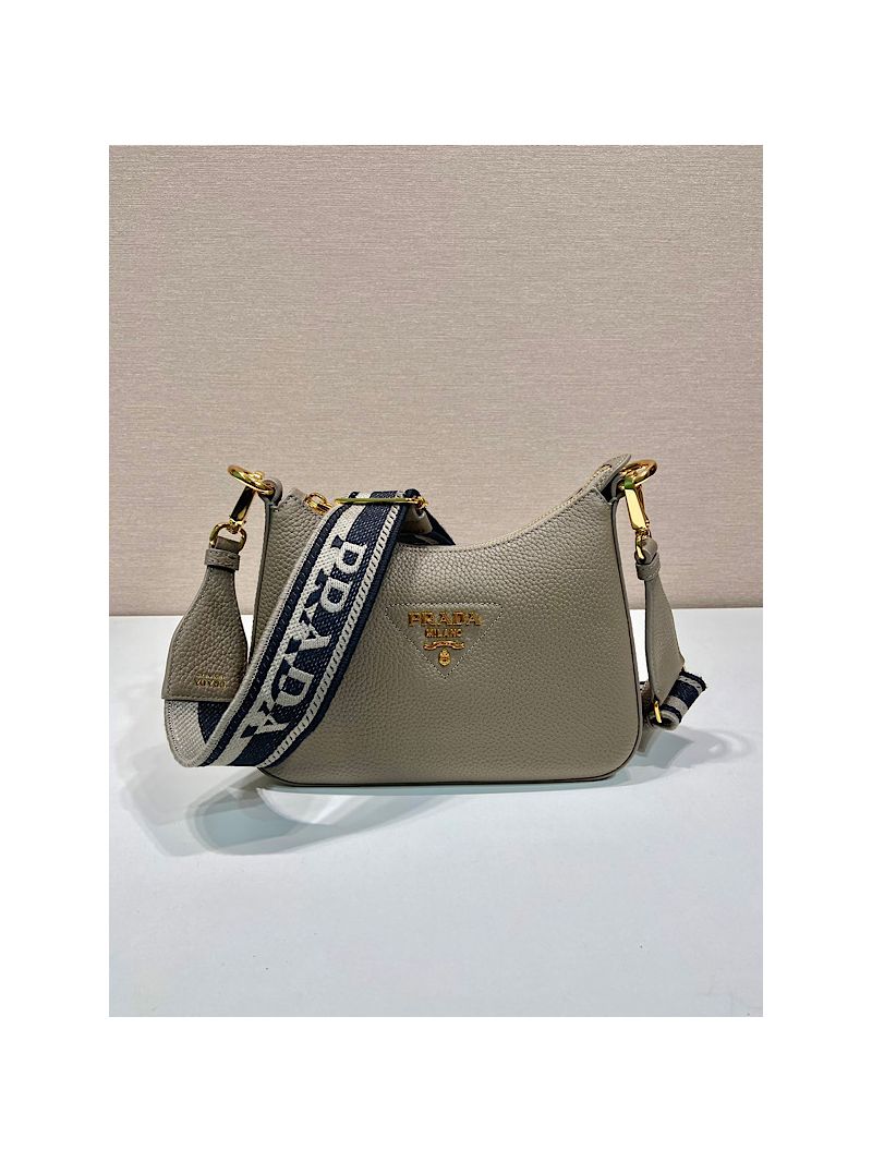 Prada Leather shoulder bag 1BH193 Clay Grey