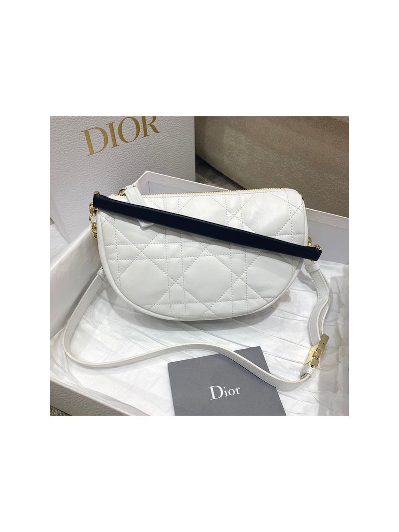 Small Dior Vibe Hobo Bag White Cannage Lambskin M7200