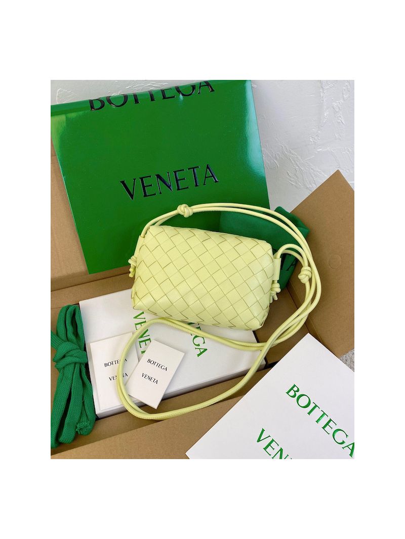 Bottega Veneta BV Loop Mini Intrecciato Lambskin Leather Cross-body Bag 680254 Lantern