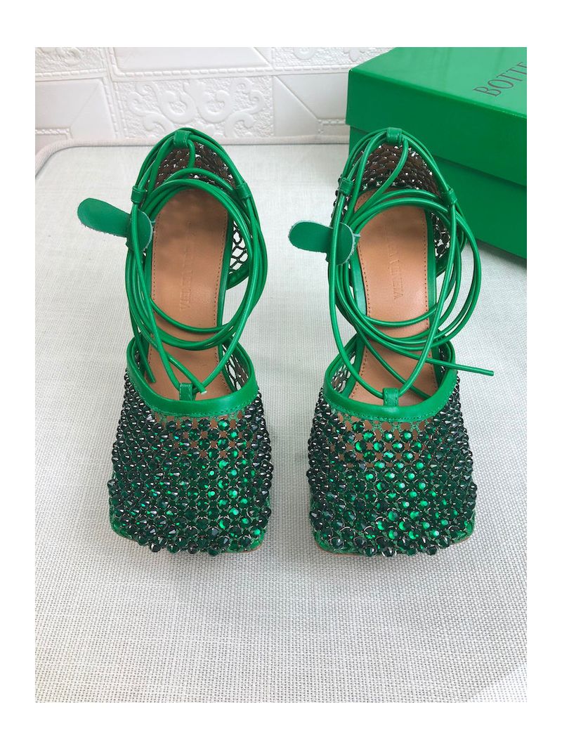 Bottega Veneta BV Sparkle Stretch Green Rhinestone Mesh 667206 Grass