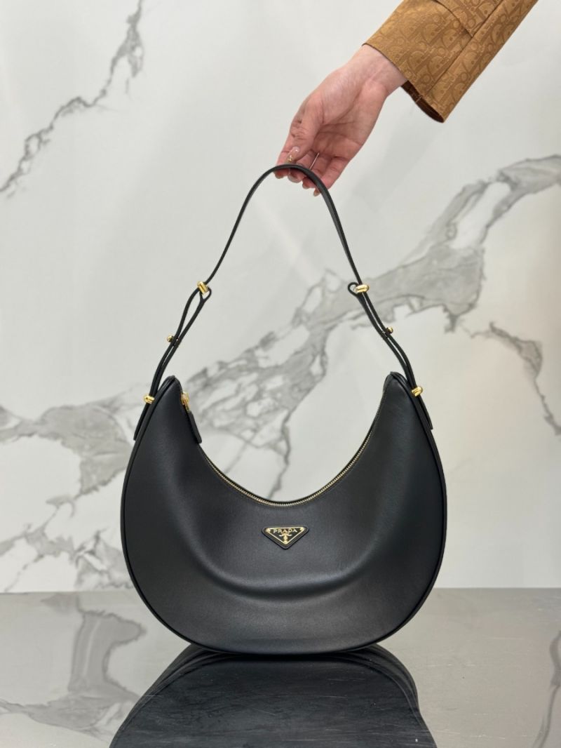 Prada Large leather shoulder bag 1BC212 Black