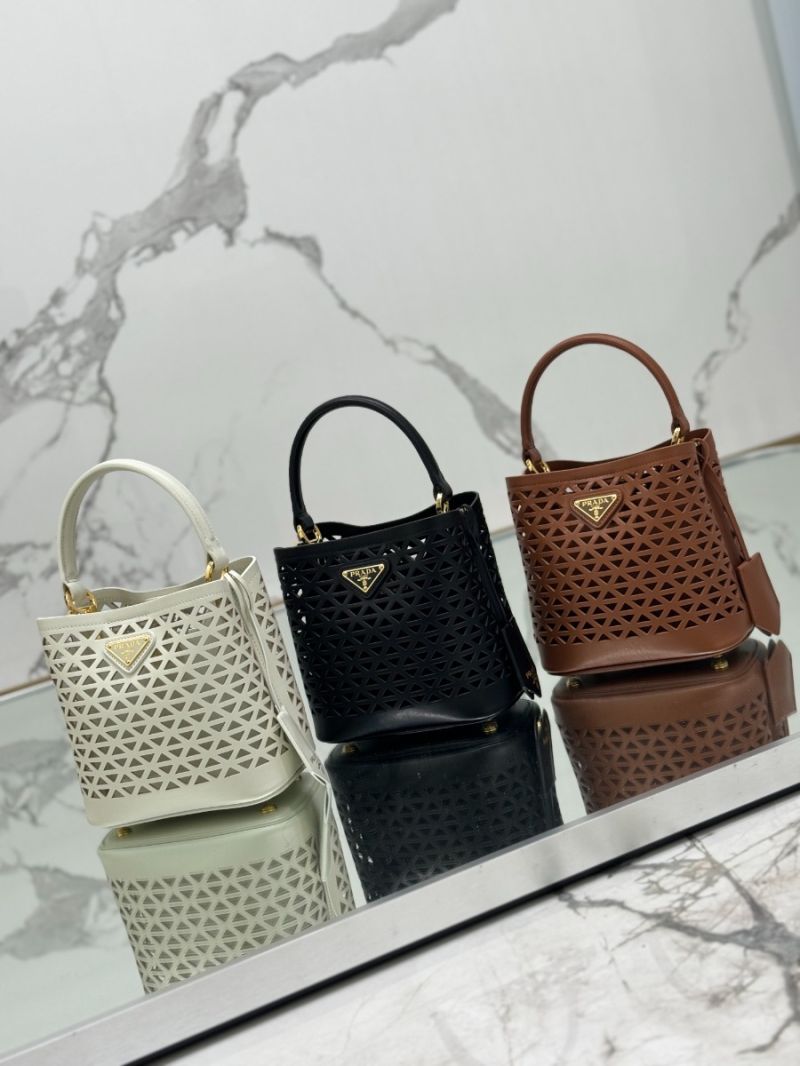 Prada Panier leather mini-bag with cut-out motif 1BA217 White