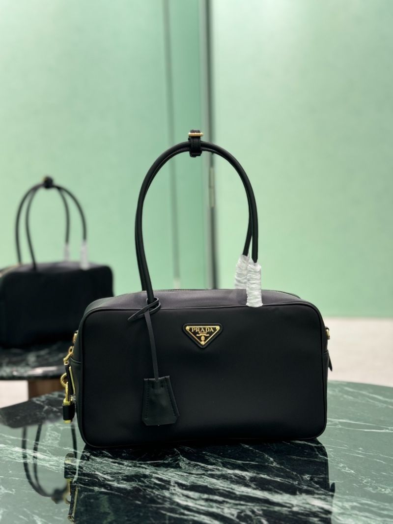 Prada Re-Nylon and leather medium top-handle bag with padlock 1BB132