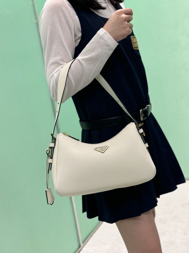 Prada Aimée medium leather shoulder bag 1BC229 White