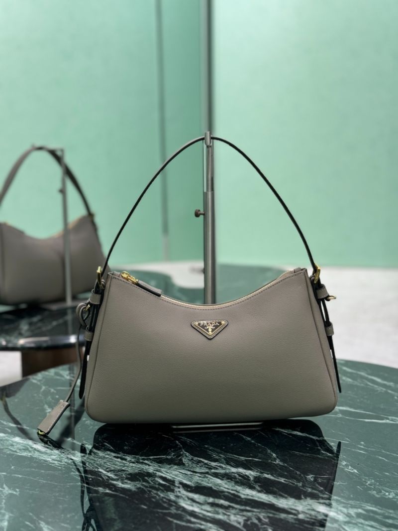 Prada Aimée medium leather shoulder bag 1BC229 Grey