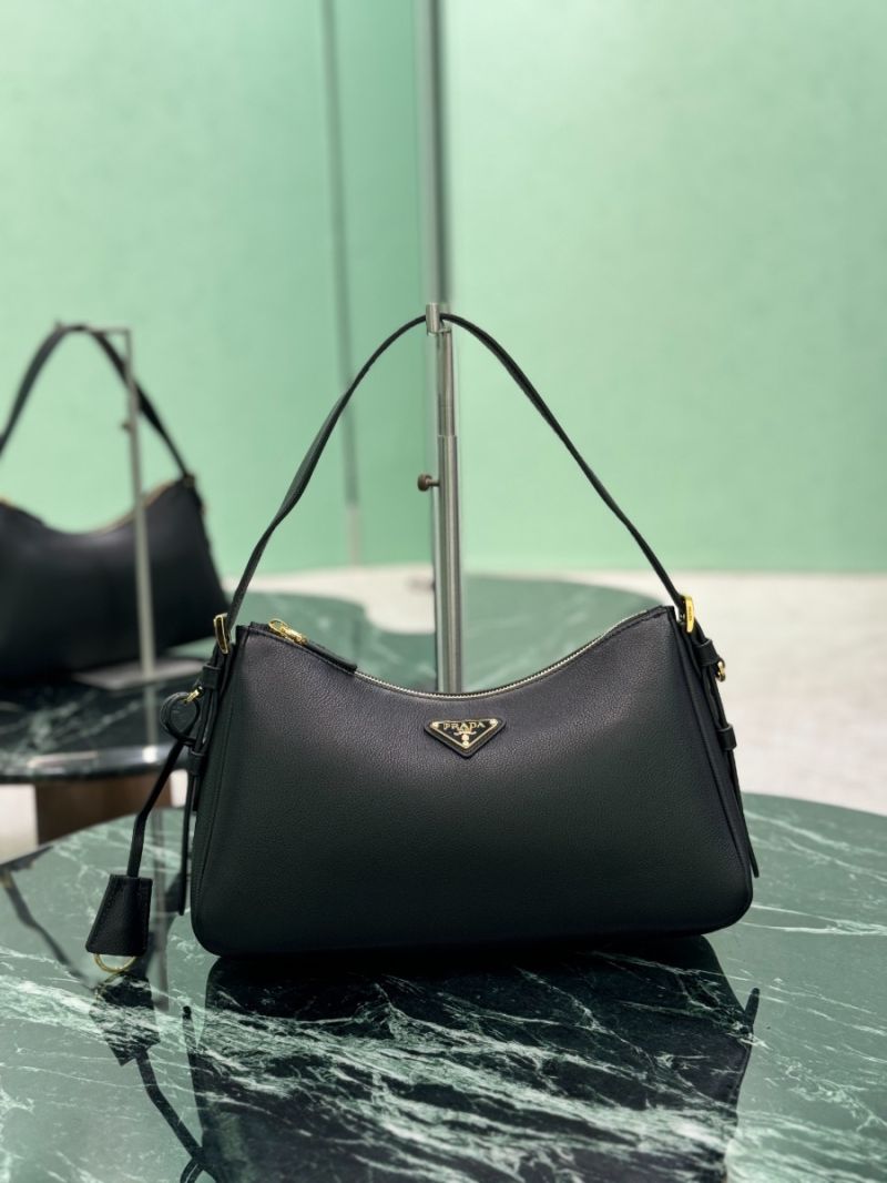 Prada Aimée medium leather shoulder bag 1BC229 Black