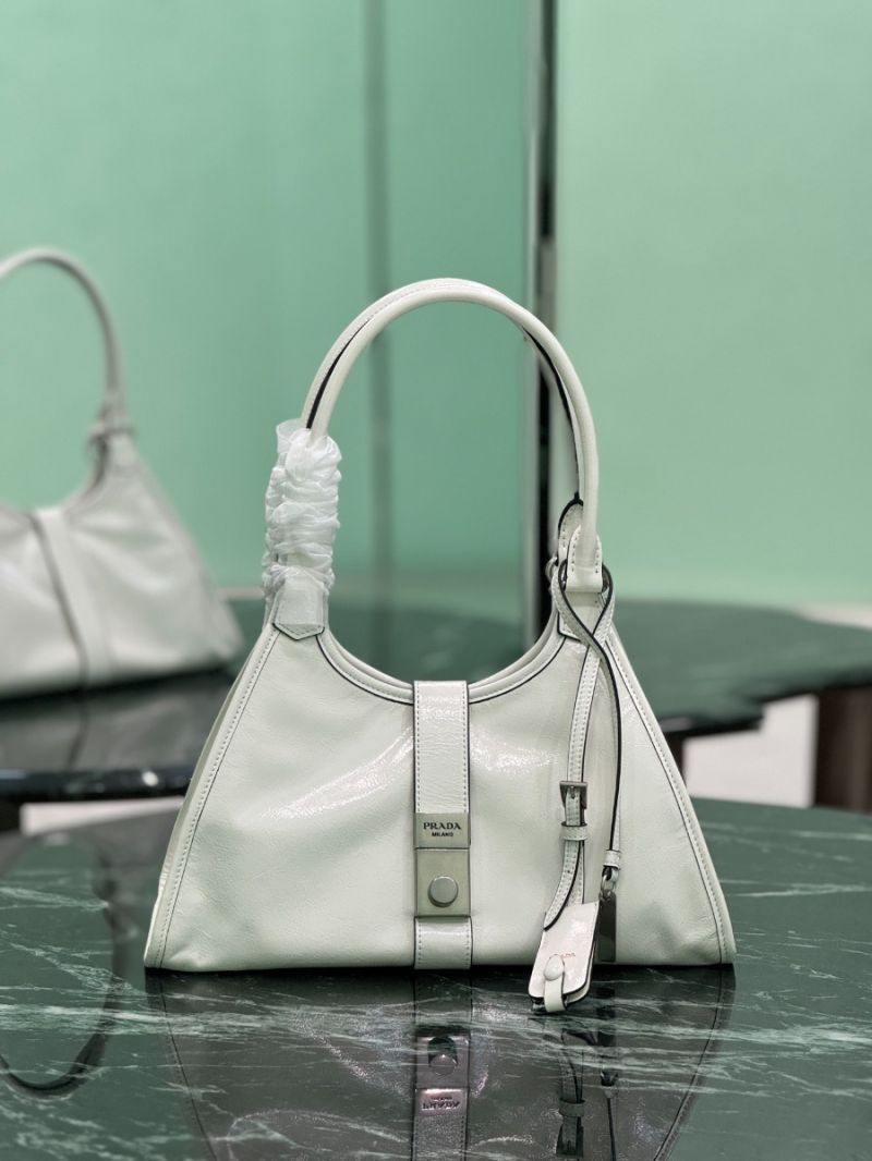 Prada Medium leather tote bag 1BG563 Chalk