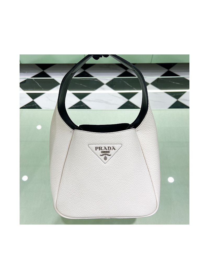 Prada Leather Handbag 1BC127 Chalk