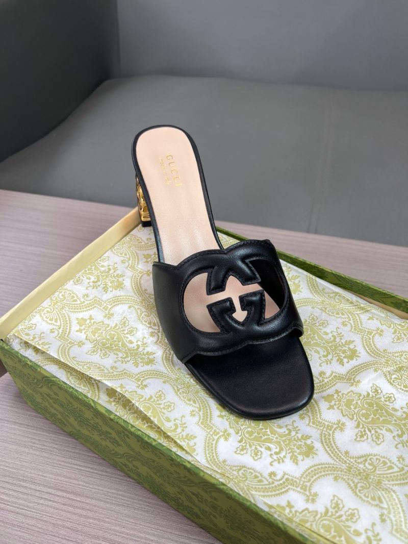 Gucci Women's Interlocking G Cut-out Sandal 694450 Black