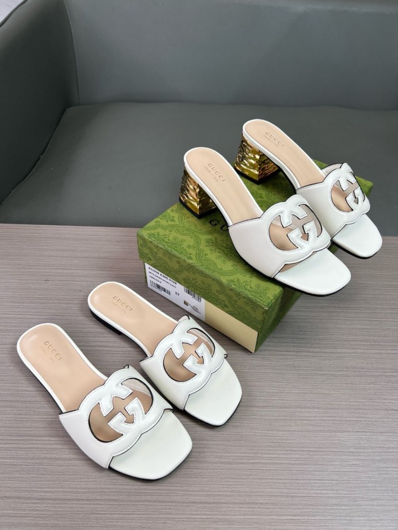 Gucci Women's Interlocking G Cut-out Sandal 694450 White
