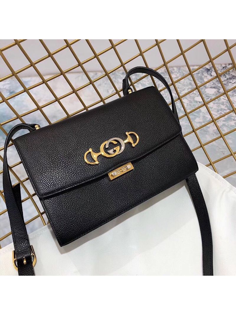 Gucci Zumi Grainy Leather Small Shoulder Bag 576388 Black