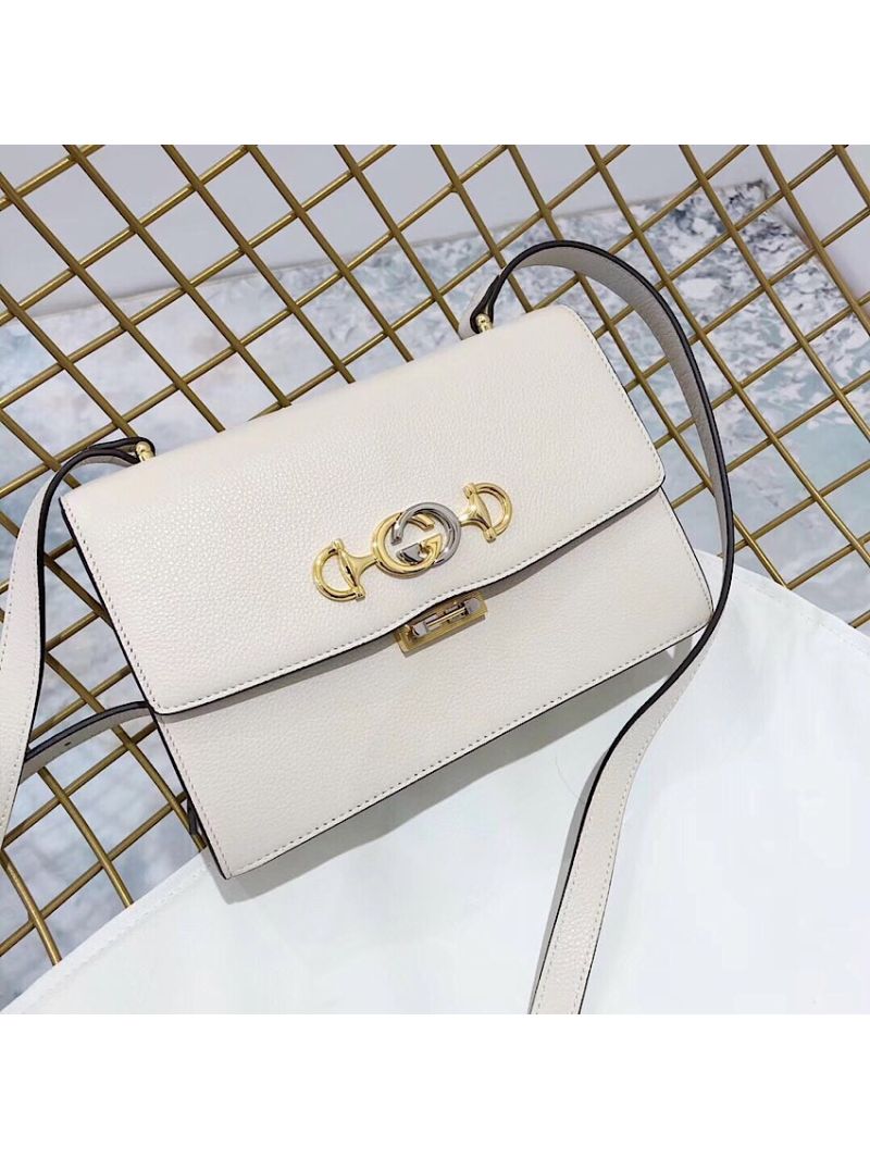 Gucci Zumi Grainy Leather Small Shoulder Bag 576388 White