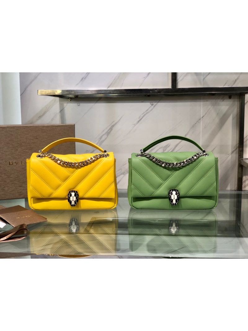 Bvlgari Serpenti Cabochon Small Shoulder Bag Matelassé Leather 287993 Daisy Topaz