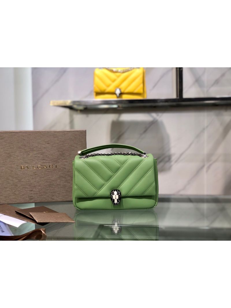 Bvlgari Serpenti Cabochon Small Shoulder Bag Matelassé Leather 287993 Mint