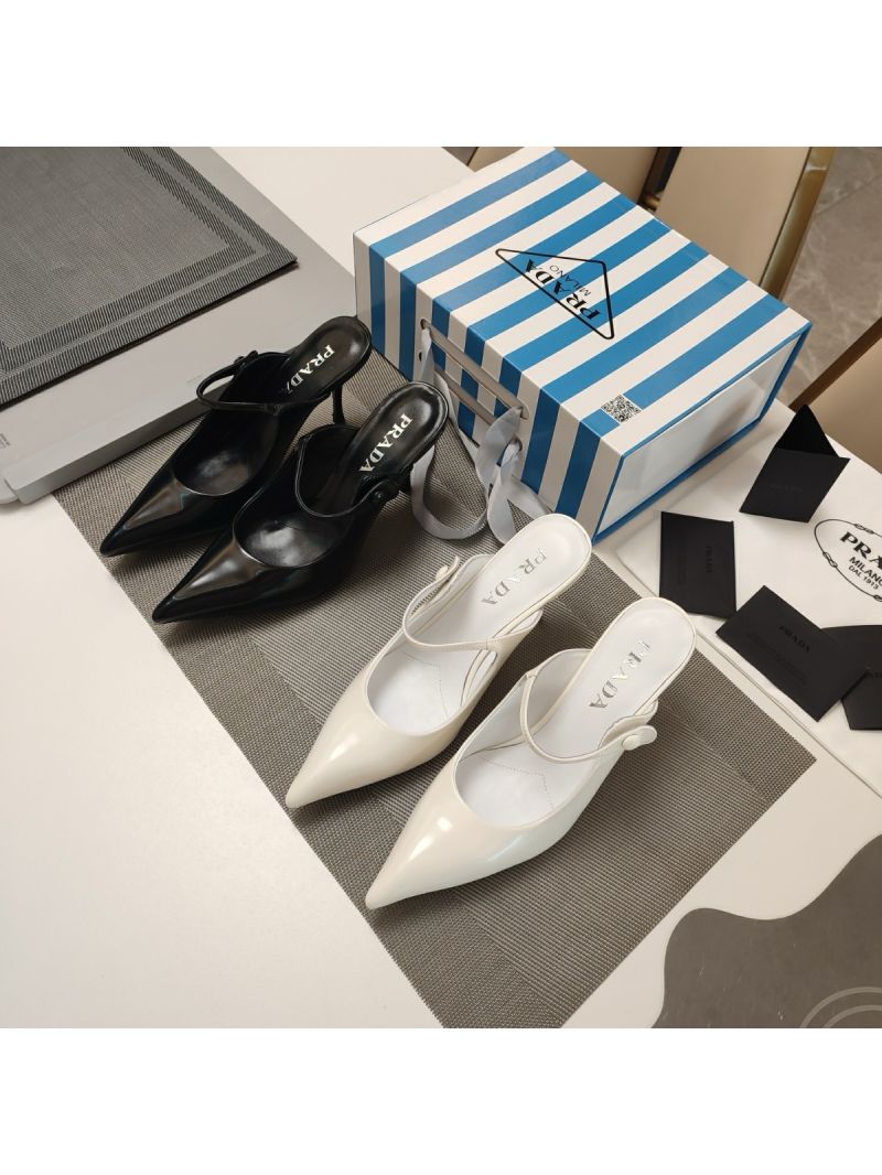 Prada Brushed Leather High-heeled Mules 85mm 1I483N