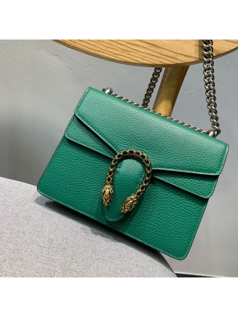 Gucci mini Dionysus GG supreme 421979 with green leather